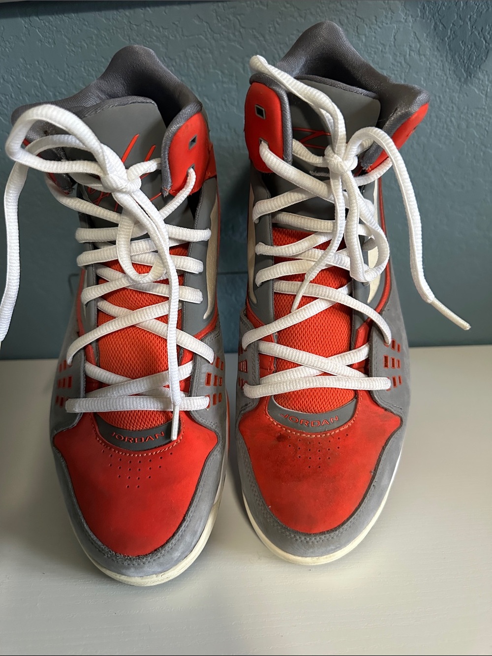 Jordan men’s orange and Gray High-Top Sneakers